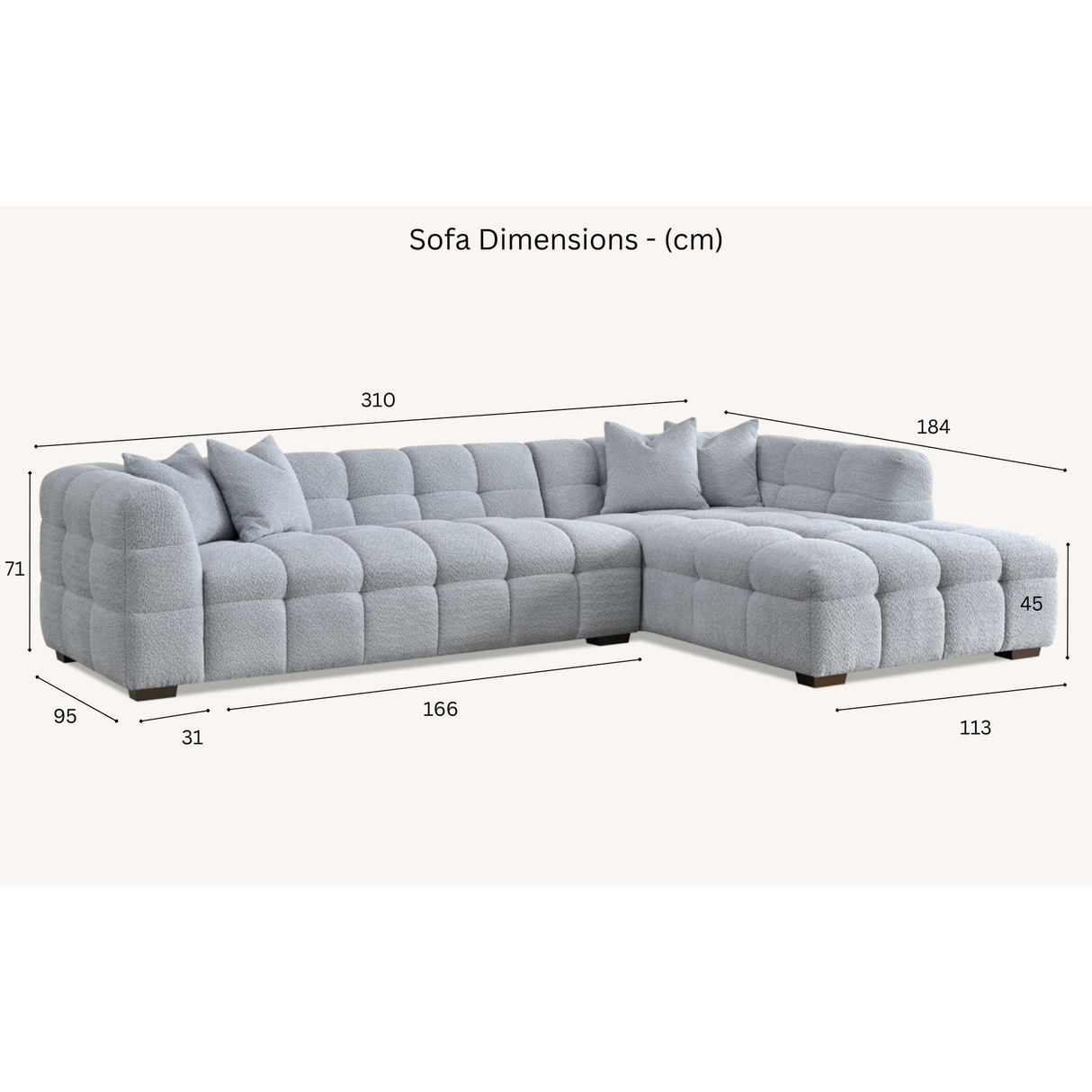 Aluxo Tribeca Corner Sofa Pearl Boucle