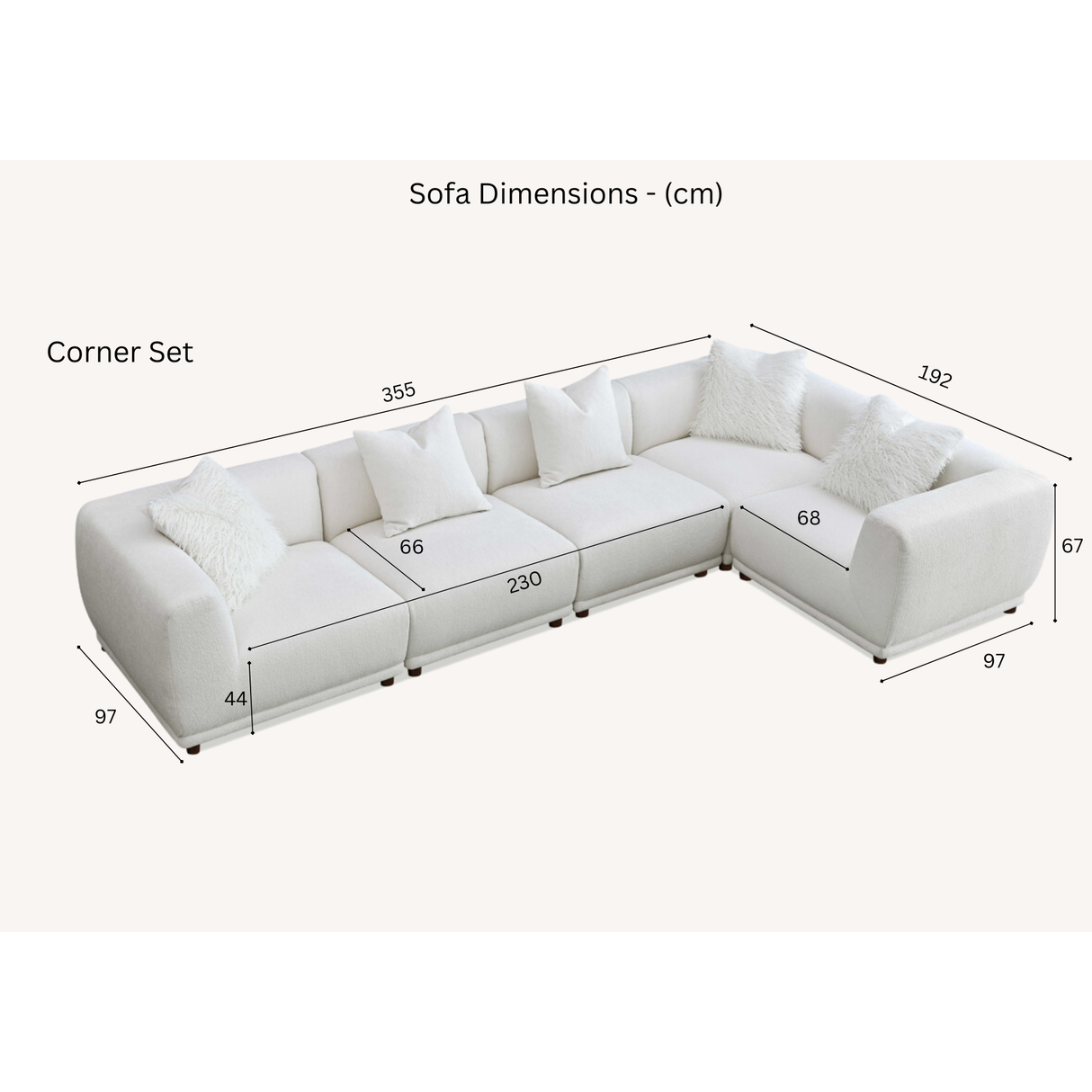 Aluxo Lottie Modular Corner Sofa Polar Boucle