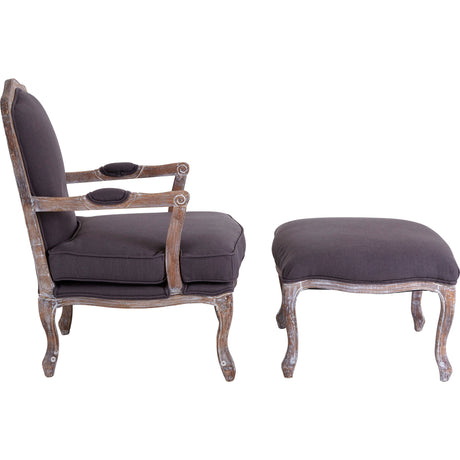 Rocky Grey Linen Mix Chair and Footstool