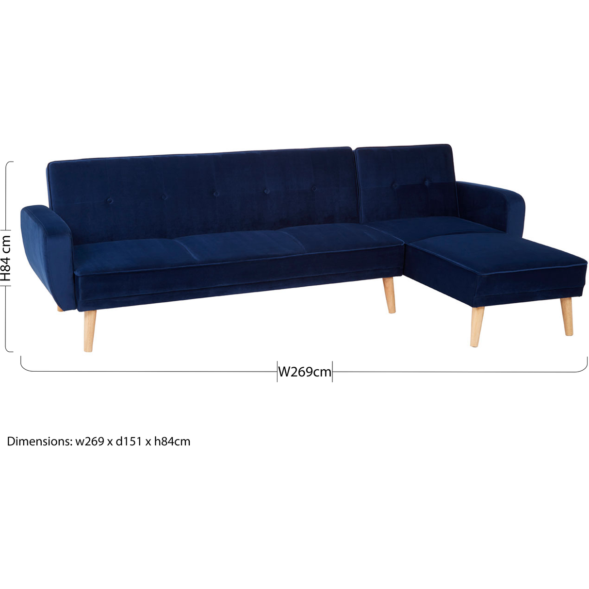 Seren 3 Seat Navy Sofa Bed