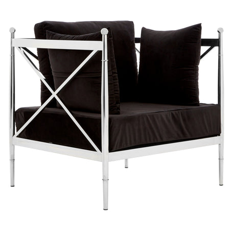 Ava Black & Silver Cross Accent Chair