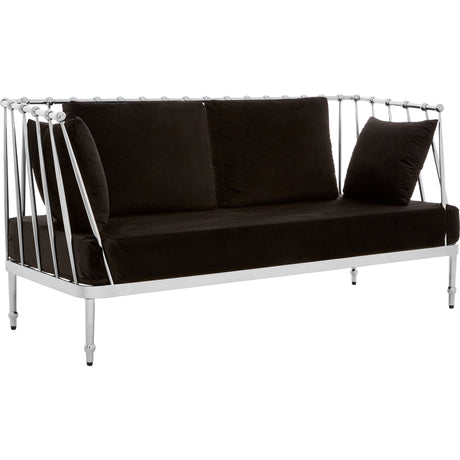 Nueve 2 Seat Silver Finish Tapered Arms Sofa