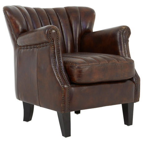 Romeo Winged Brown Leather Armchair