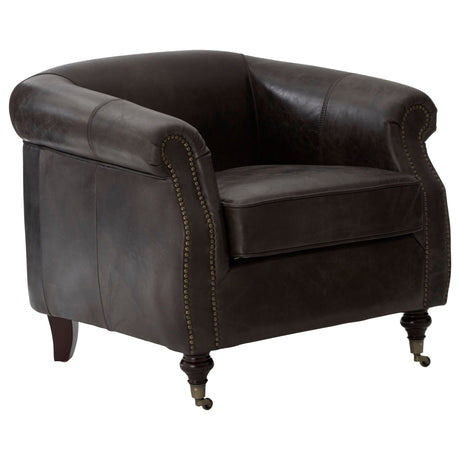 Romeo Grey Leather Winged Armchair