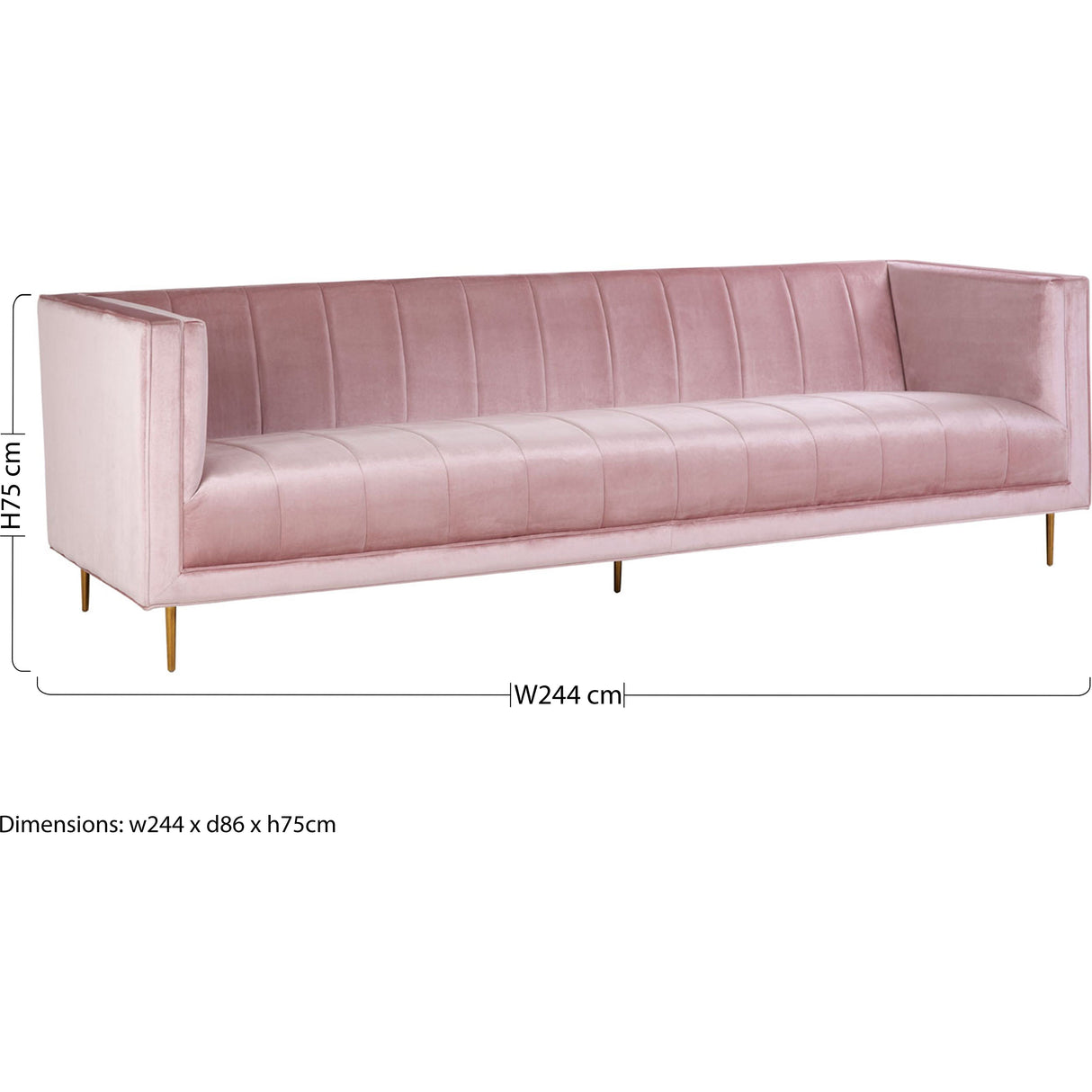 Olivia 3 Seat Pink Sofa