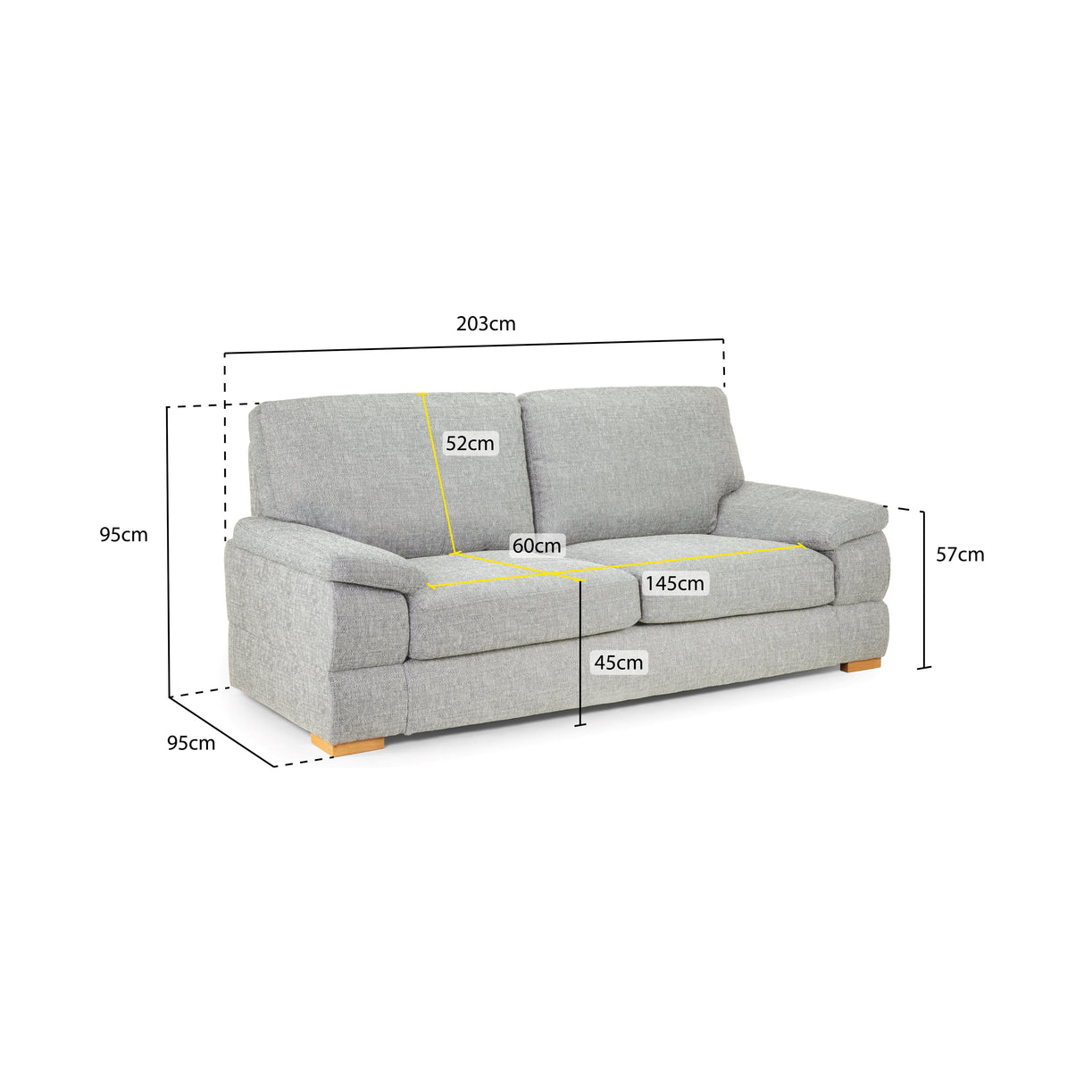 Bento Silver 3 Seat Sofa