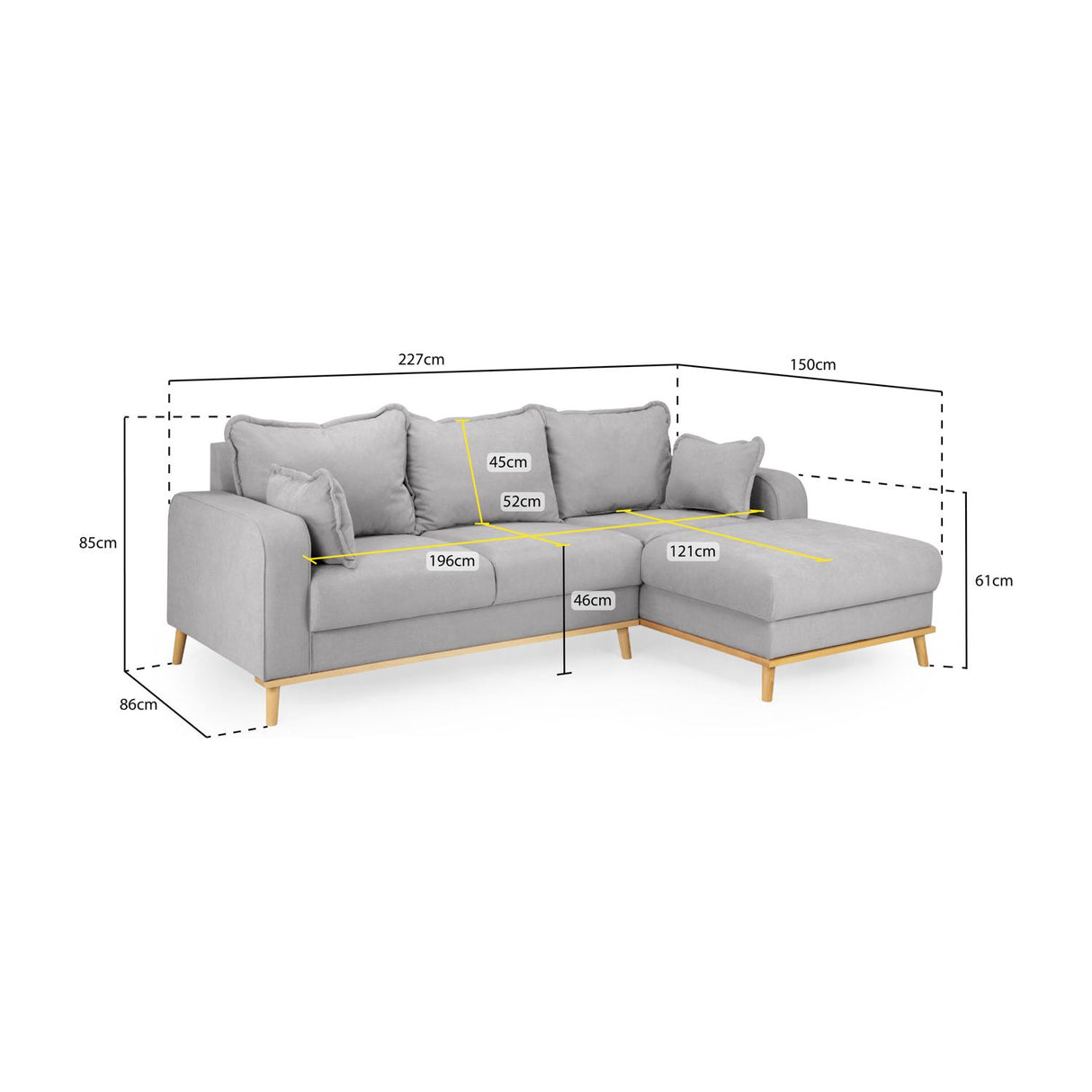 Briar Grey Right Hand Facing Corner Sofa