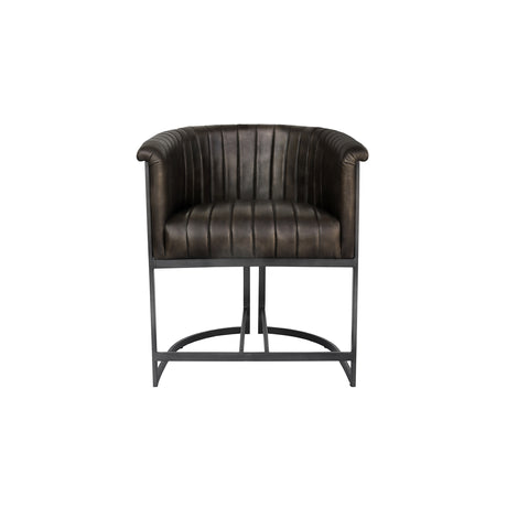 Enzo Dark Grey Leather Tub Chair