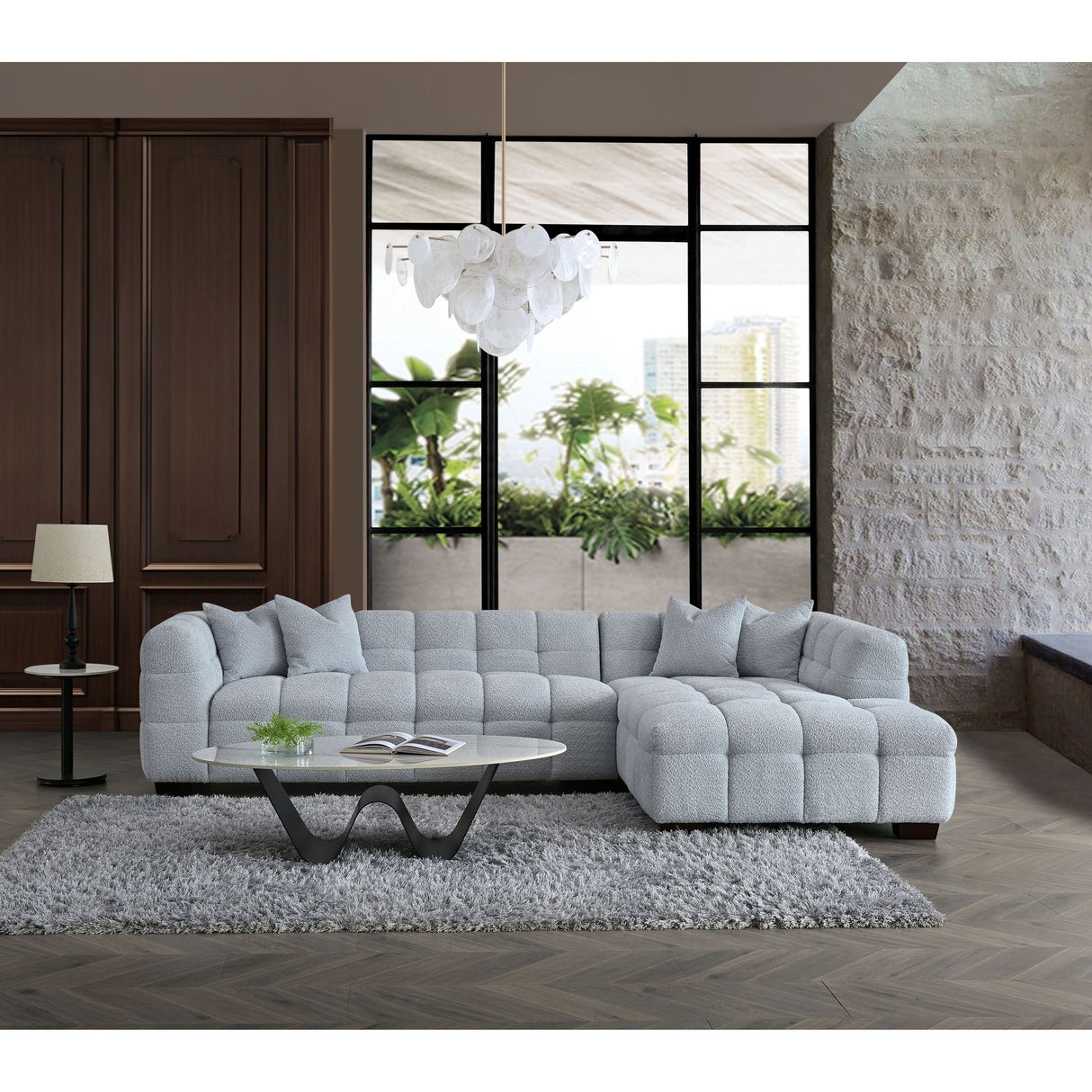 Aluxo Tribeca Corner Sofa Pearl Boucle