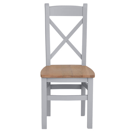 Wooden Cross Back Dining Chair Set Grey