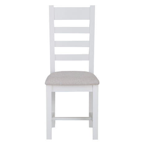 Wooden Ladder Back Dining Chair Set White Fabric Seat