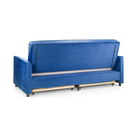 Elegance 3 Seat Plush Blue Sofa Bed