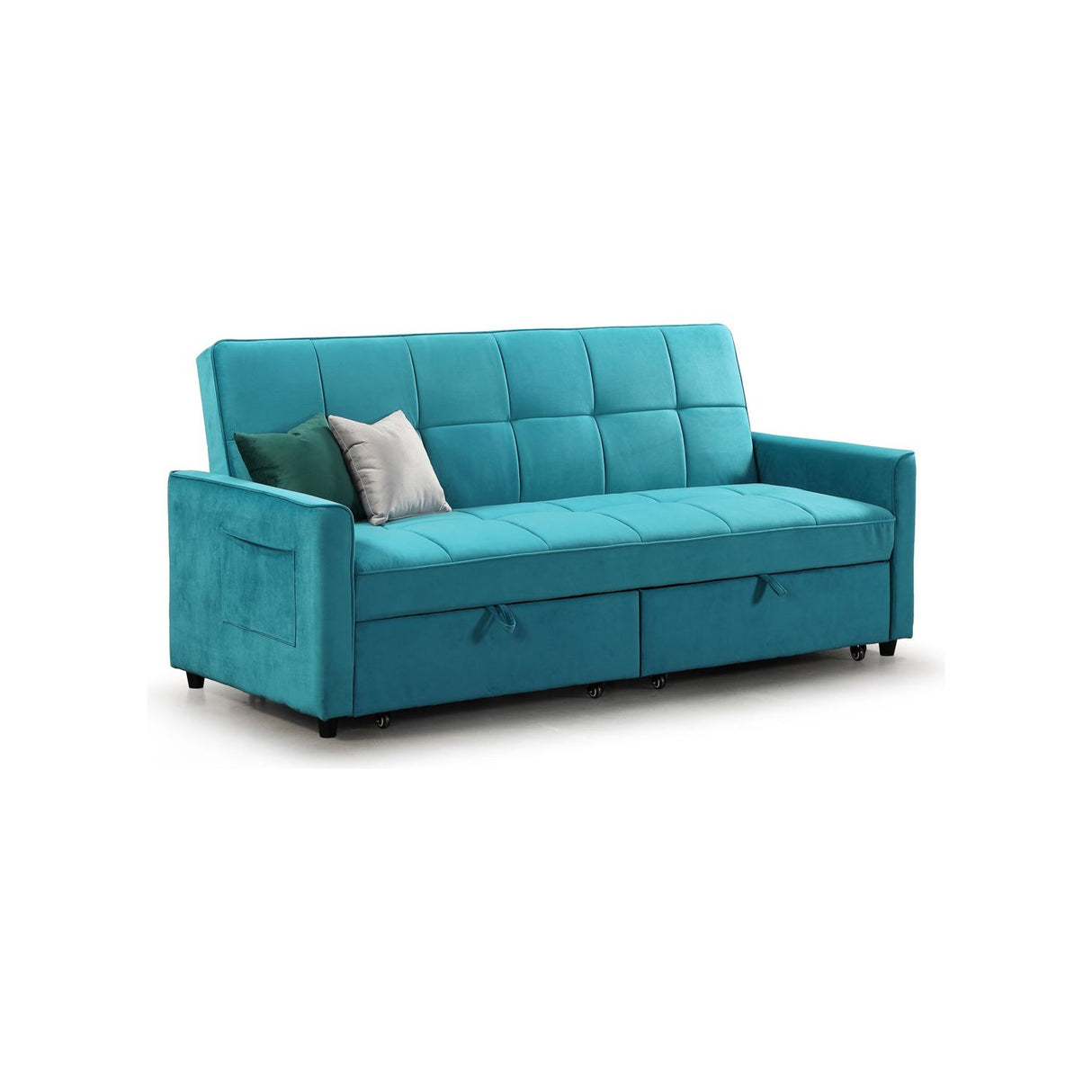 Elegance 3 Seat Plush Teal Sofa Bed