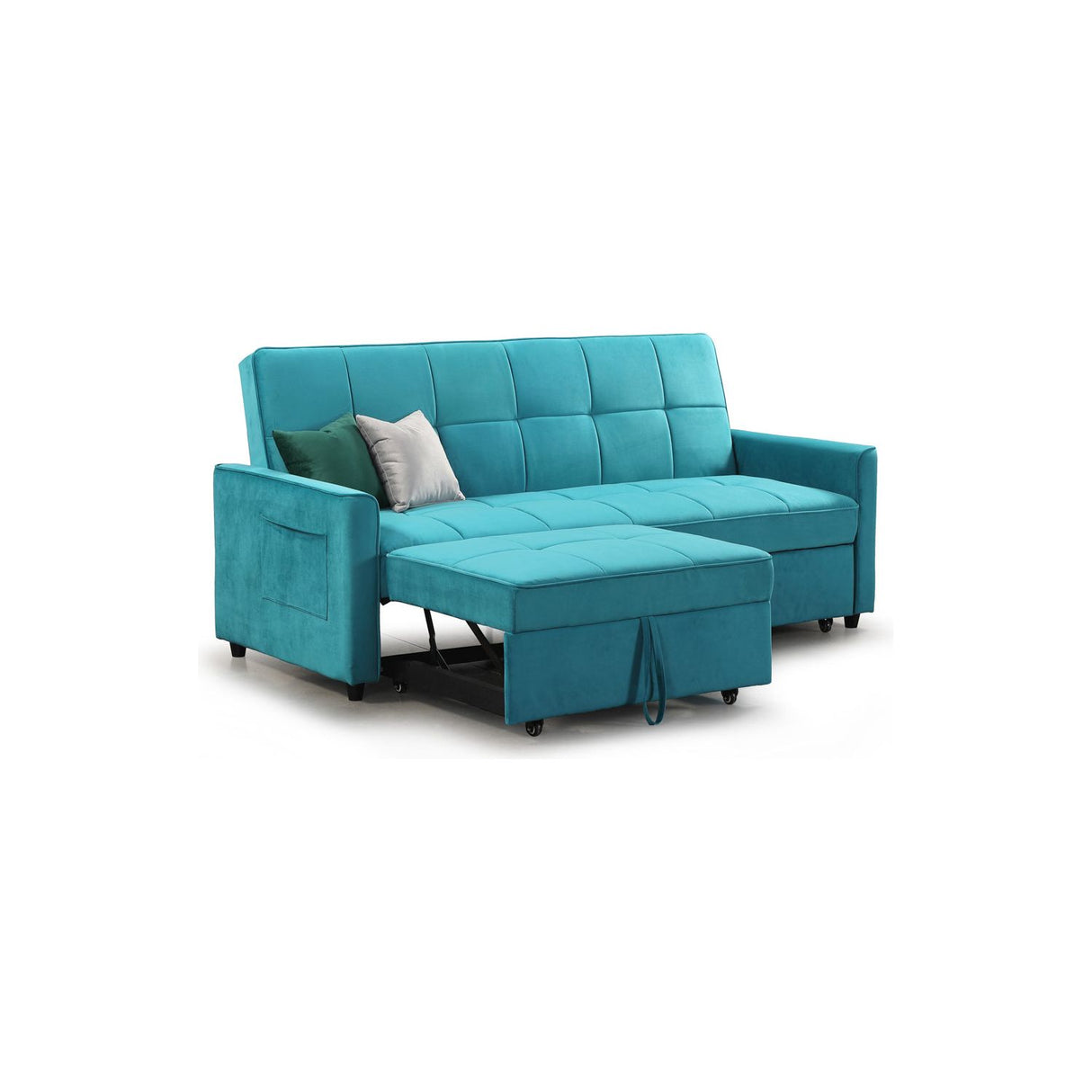 Elegance 3 Seat Plush Teal Sofa Bed