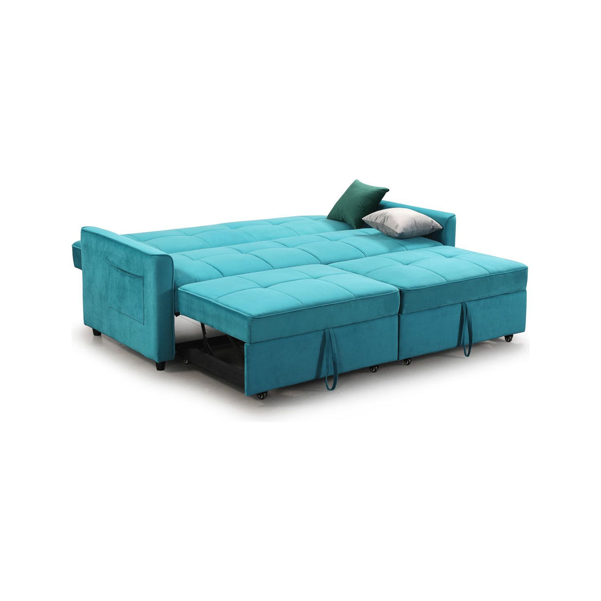 Elegance 3 Seat Plush Teal Sofa Bed