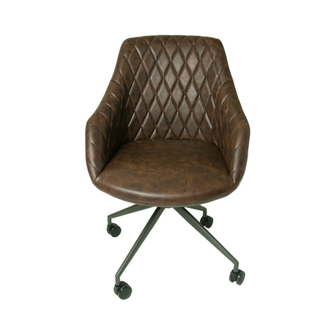 Beatrice Brown Leather Swivel Chair