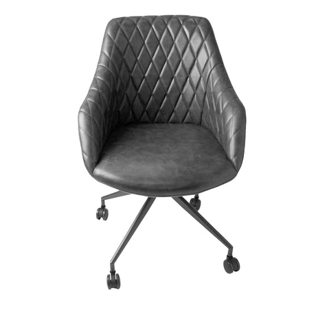 Beatrice Grey Leather Swivel Chair