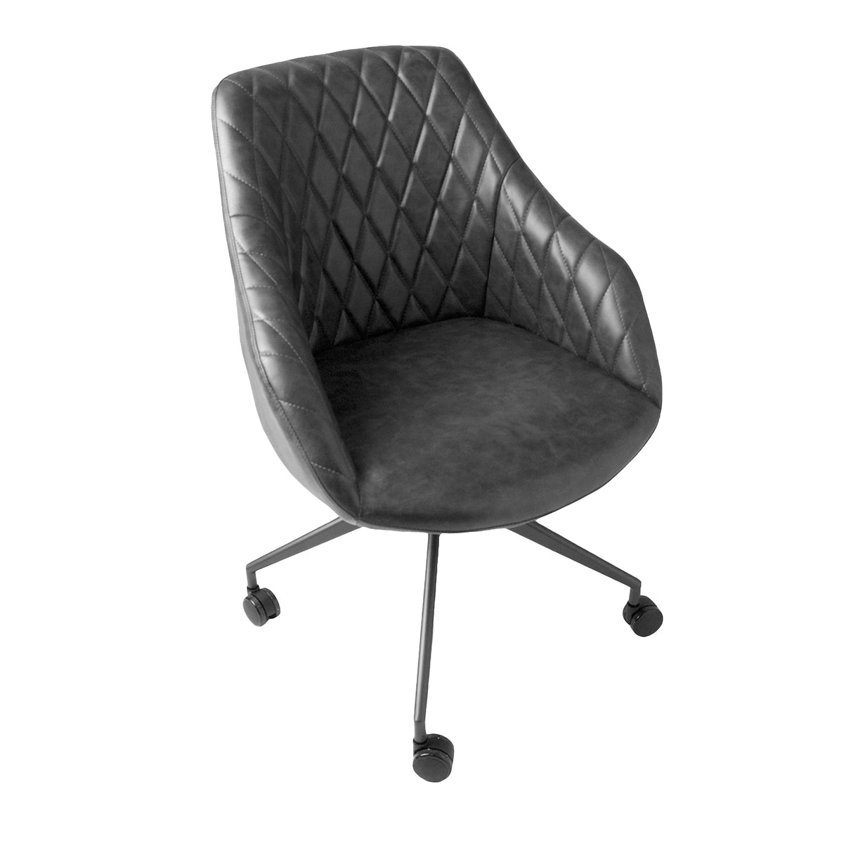 Beatrice Grey Leather Swivel Chair