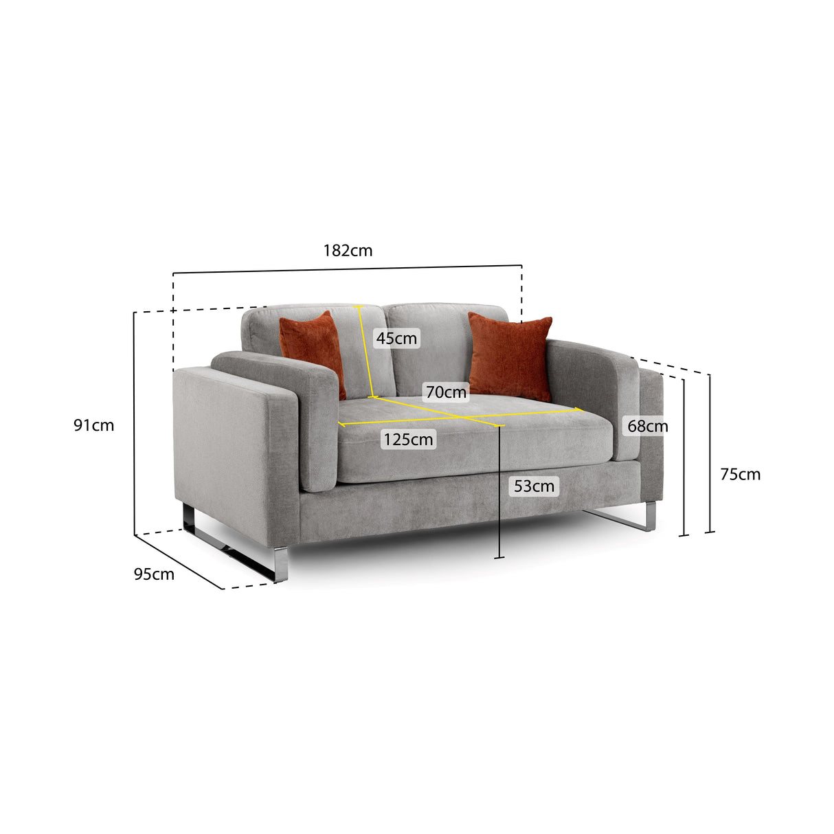 Kingston Grey 2 Seat Sofa