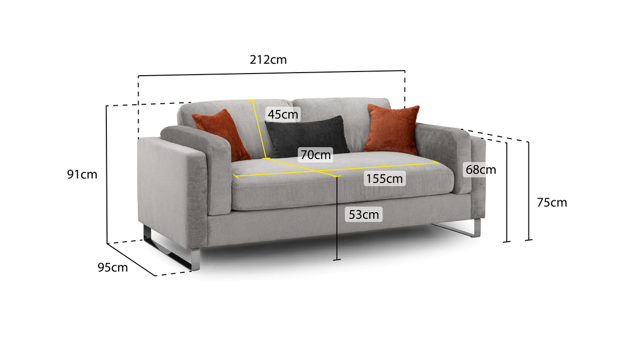 Kingston Beige 3 Seat Sofa