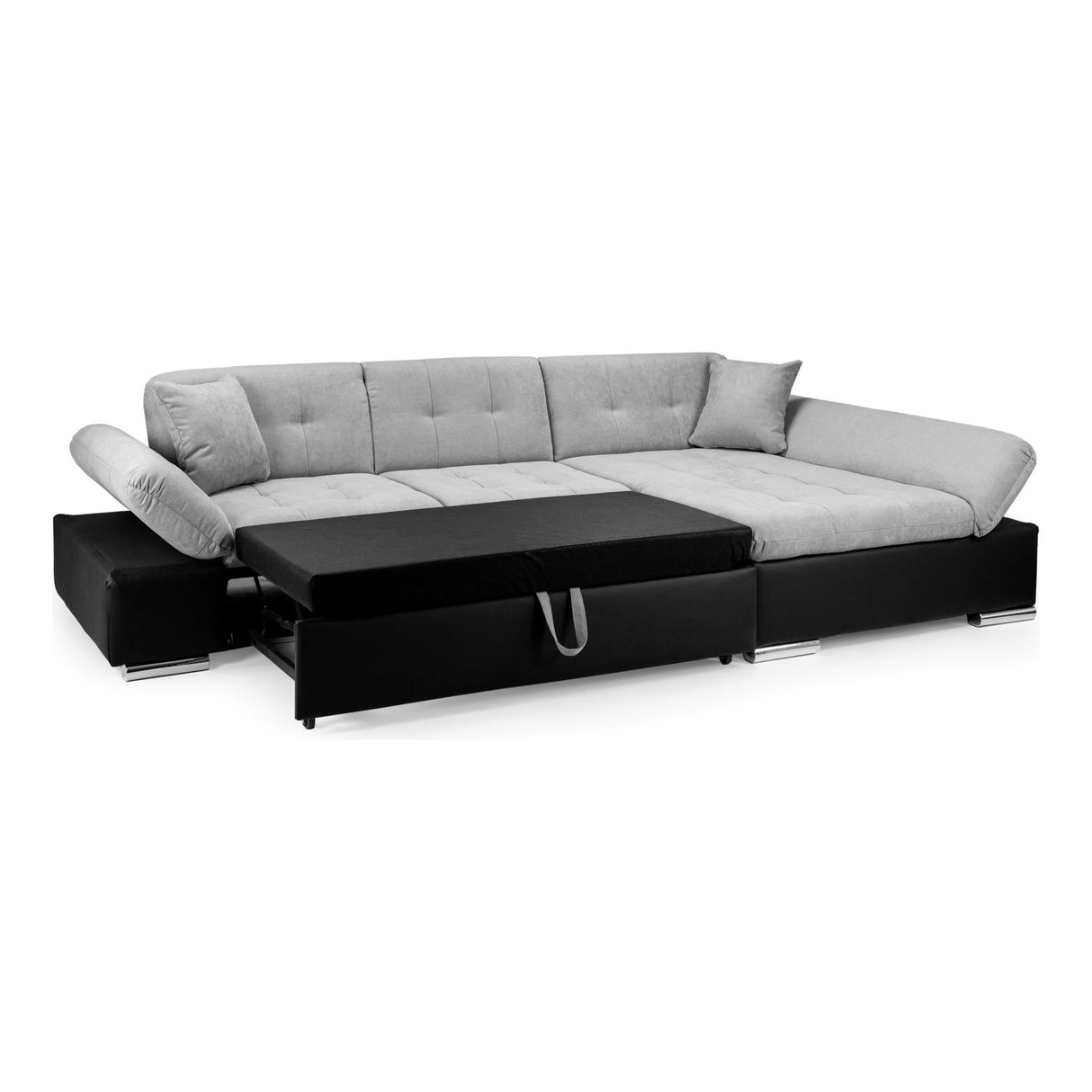 Malvi Black/Grey Right Hand Facing Corner Sofa Bed