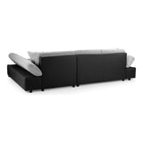 Malvi Black/Grey Right Hand Facing Corner Sofa Bed