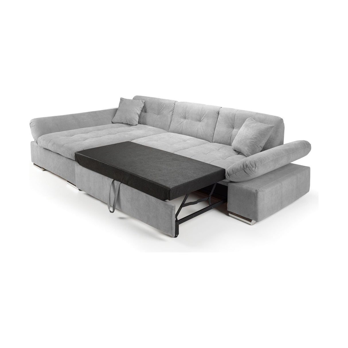 Malvi Grey Left Hand Facing Corner Sofa Bed