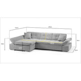 Malvi Grey Left Hand Facing Corner Sofa Bed