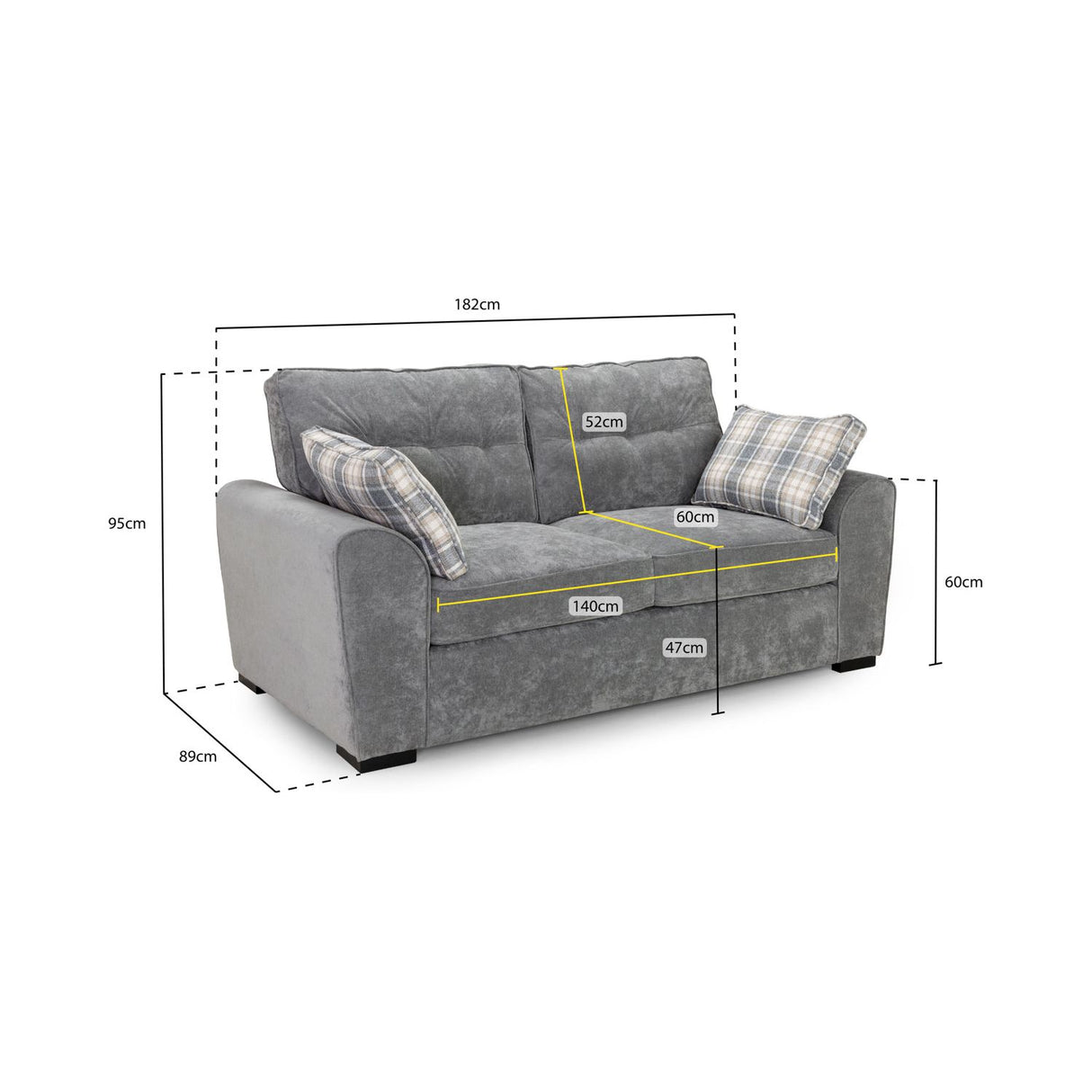 Maxwell Grey 3 Seat Sofa