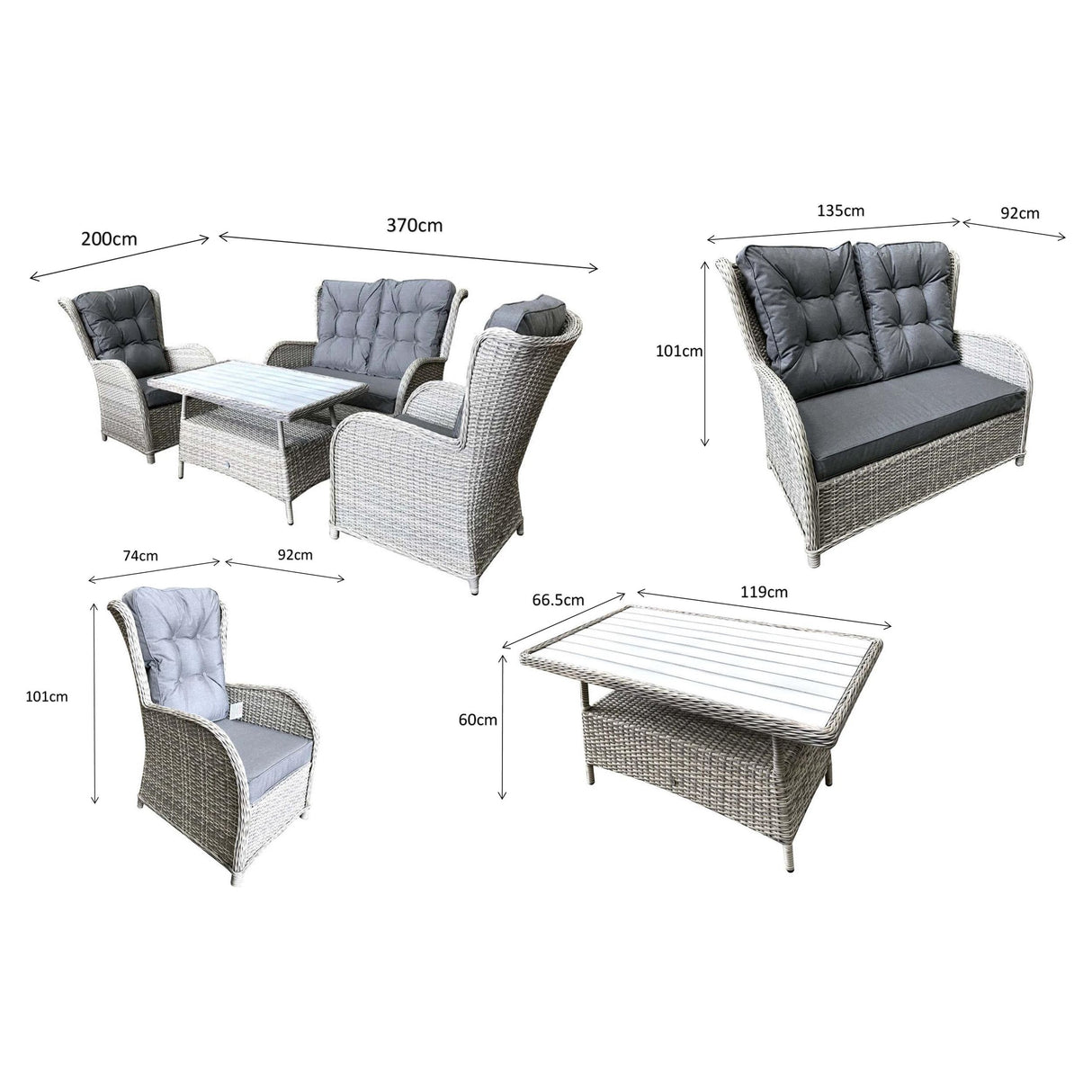 Meghan 4 seat Sofa Set