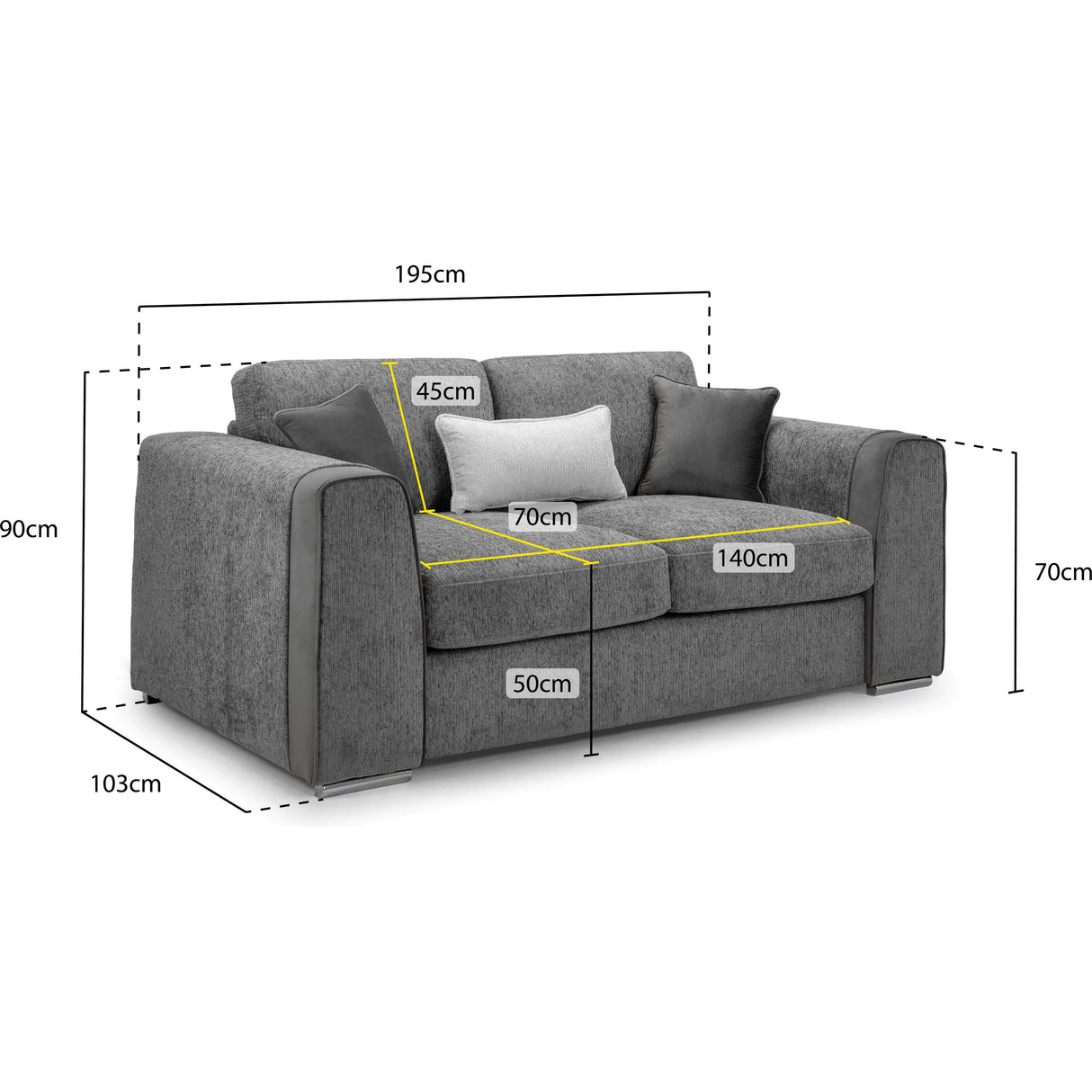 Naples Grey 2 Seat Sofa