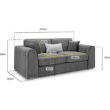 Naples Grey 3 Seat Sofa