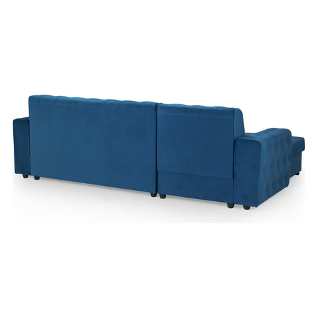 Reva Plush Blue Left Hand Facing Corner Sofa Bed