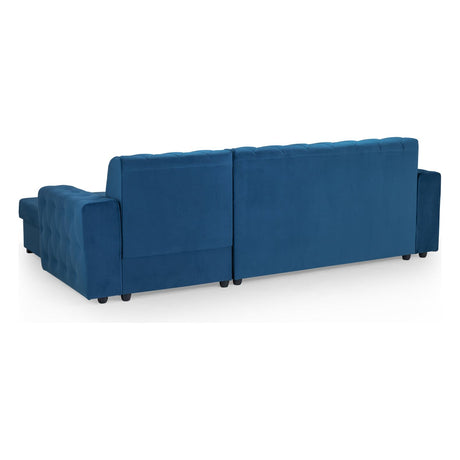 Reva Plush Blue Right Hand Facing Corner Sofa Bed