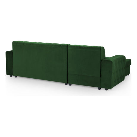 Reva Plush Green Left Hand Facing Corner Sofa Bed