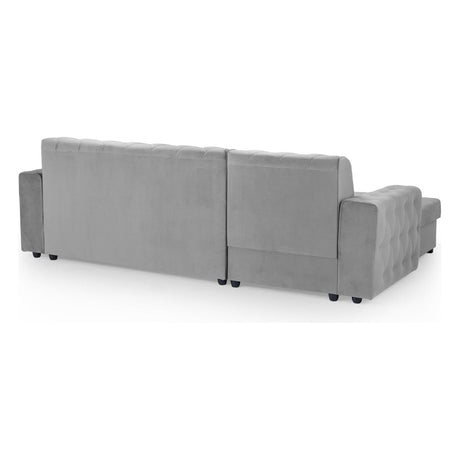 Reva Plush Grey Left Hand Facing Corner Sofa Bed