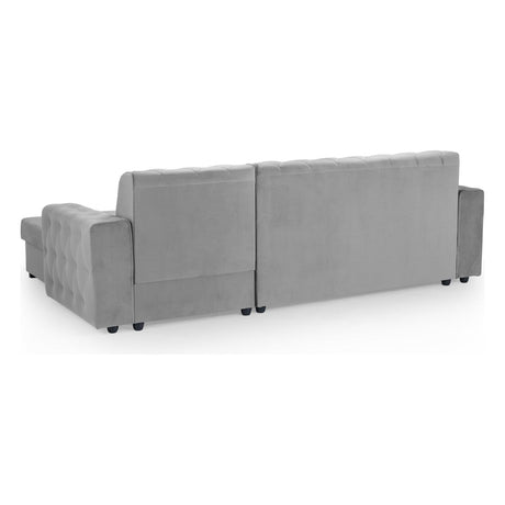 Reva Plush Grey Right Hand Facing Corner Sofa Bed