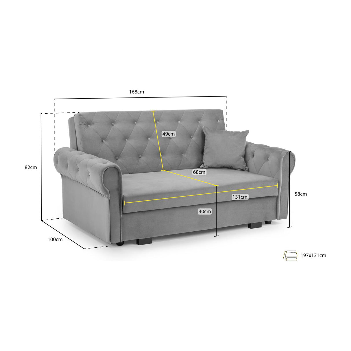 Rosalind Plush Blue 2 Seater Sofa Bed