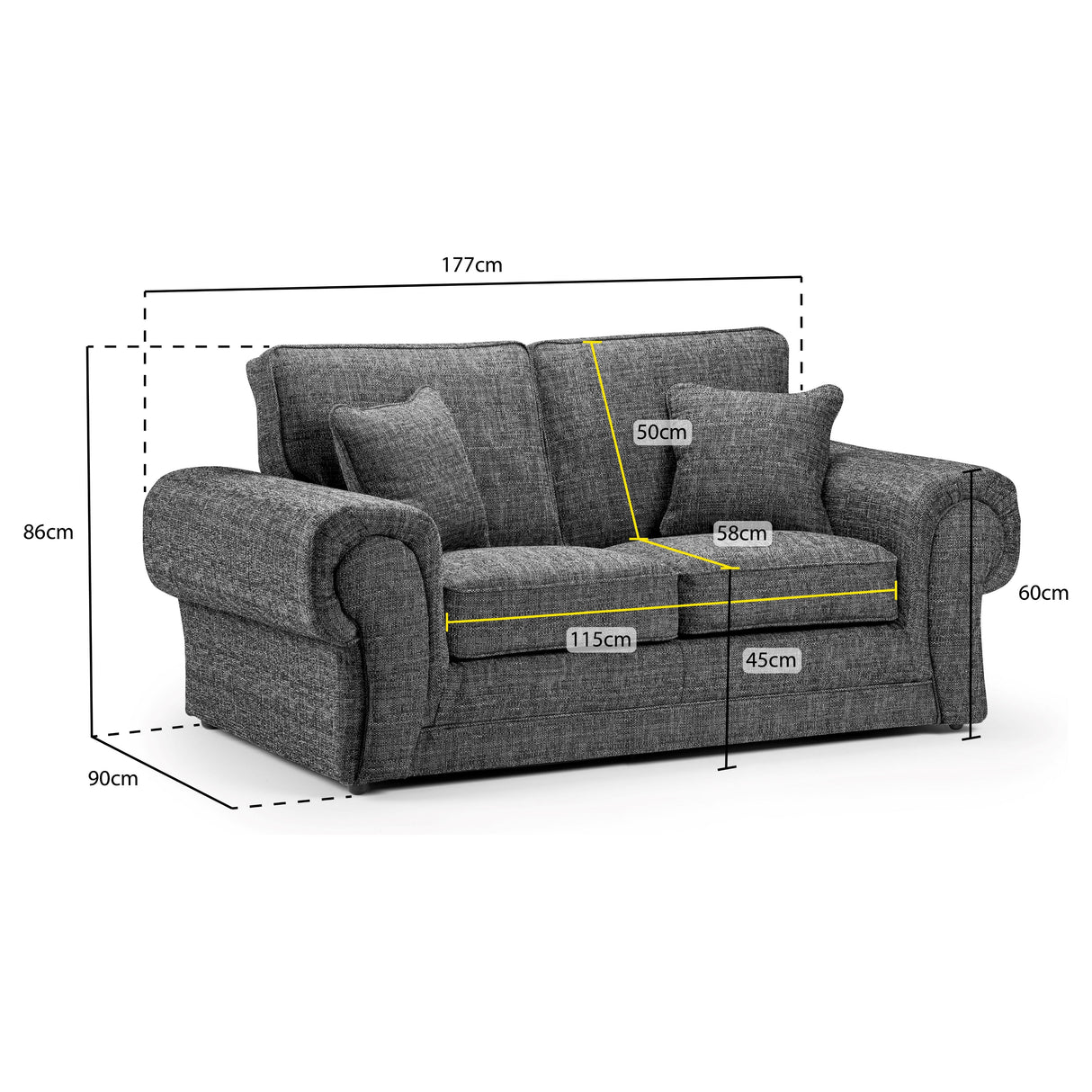 Wilcot Grey 2 Seat Sofa