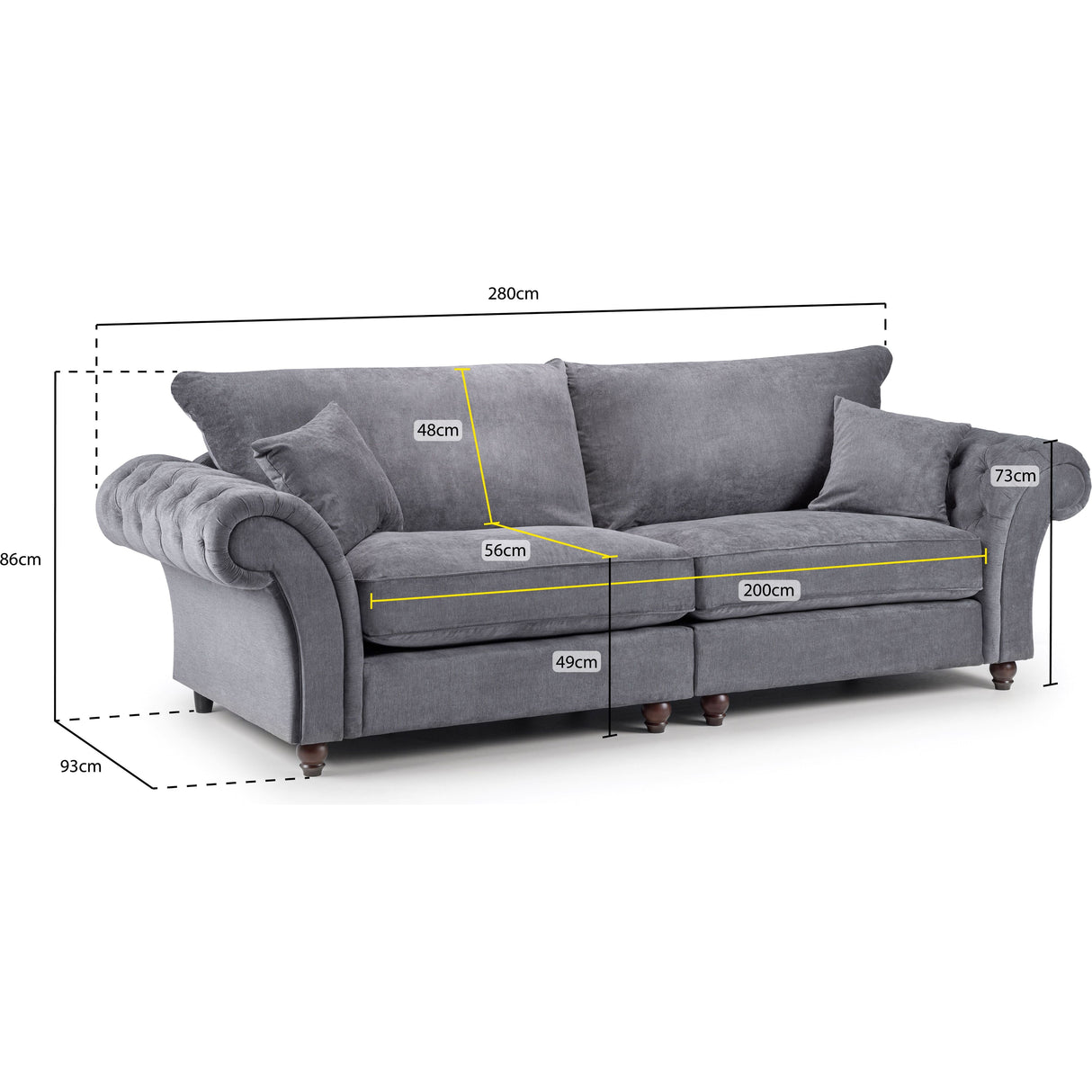 Windsor 4 Seat Grey Sofa