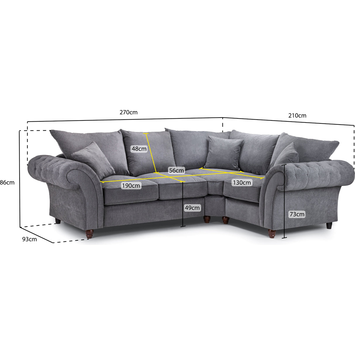 Windsor Grey Right Hand Facing Corner Sofa