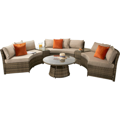 Juliet Half Moon Sofa Set Mixed Brown